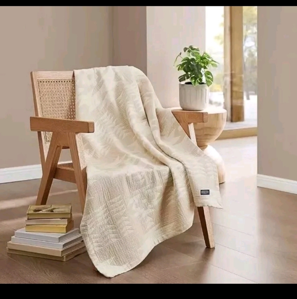 Pendleton Throw Blanket 50”x70” Moonlight Mesa Birch 100% Cotton NWT Cream Quilt